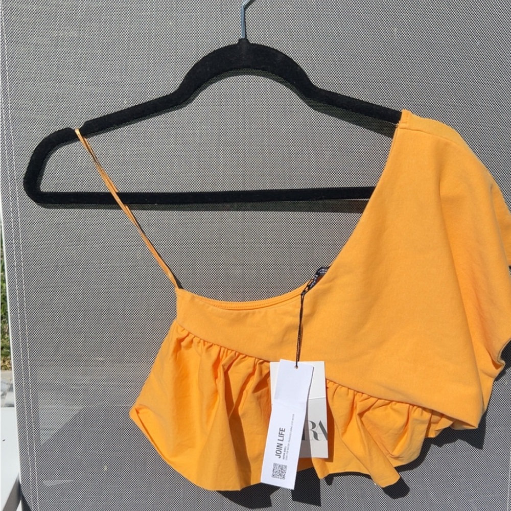 Stylish Orange-Yellowish Ruffled Women's Top
